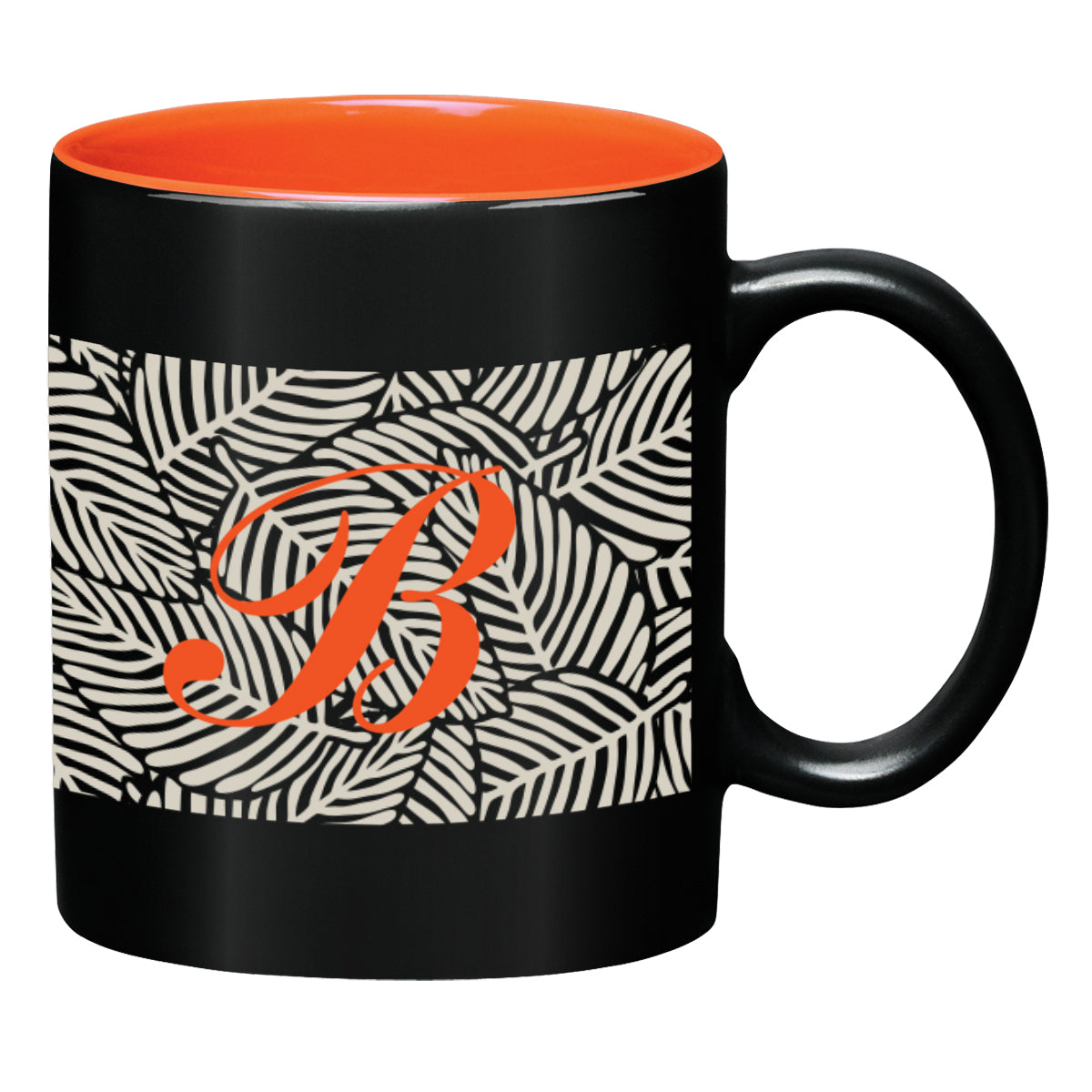 Aztec Mug in Full Color, 11 oz - Black With Orange - Megabrite