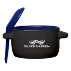 Aztec Soup Mug, 12 oz - Black With Cobalt Blue - Ceramic