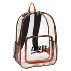 Backpack, Clear - Clear with Orange - Silk Screen