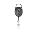 Badge Holder That Retracts, with Carabiner - Black - Pad Print