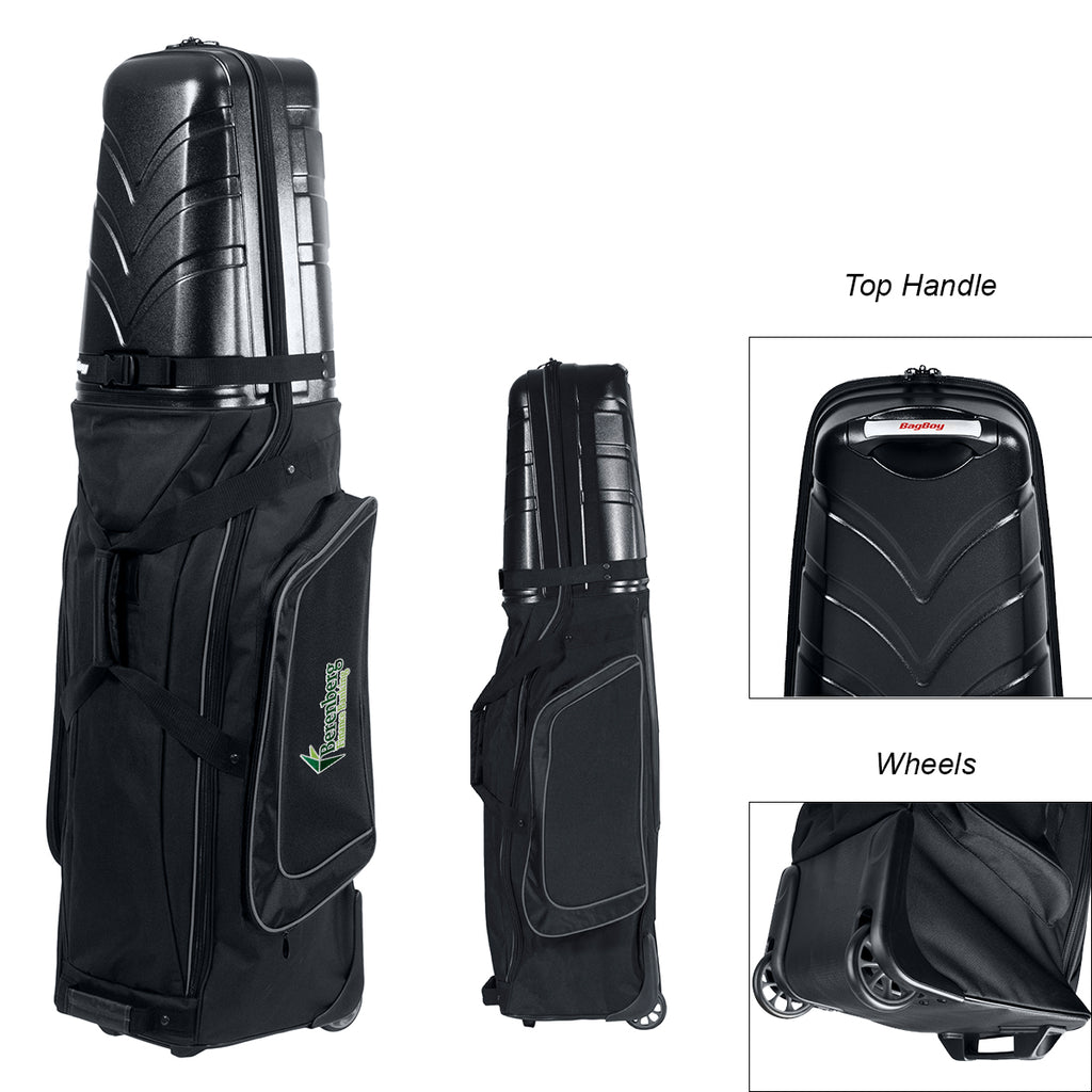 BagBoy T-10 Golf Bag Travel Cover - Black with Gray - Embroidery
