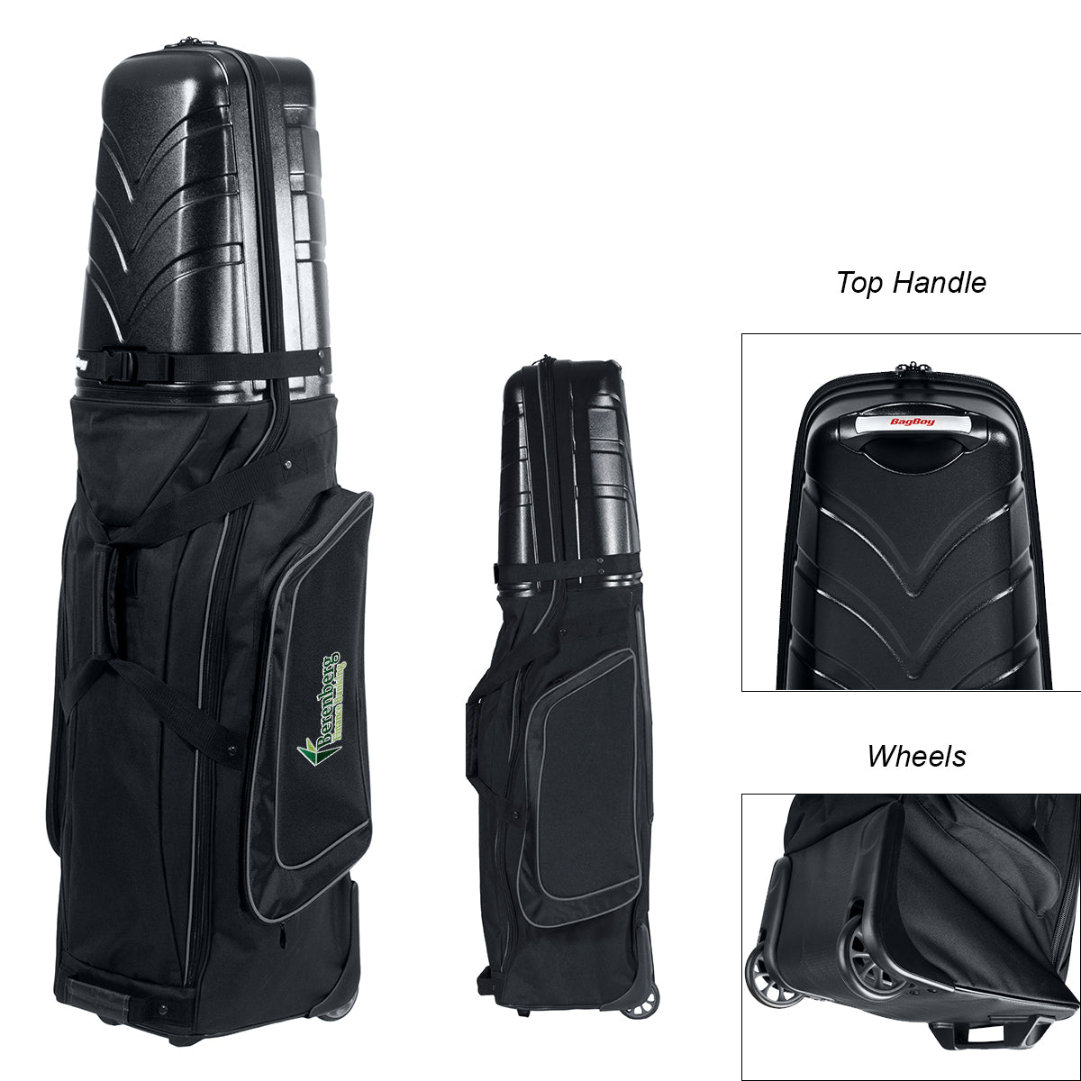 BagBoy T-10 Golf Bag Travel Cover - Black with Gray - Embroidery