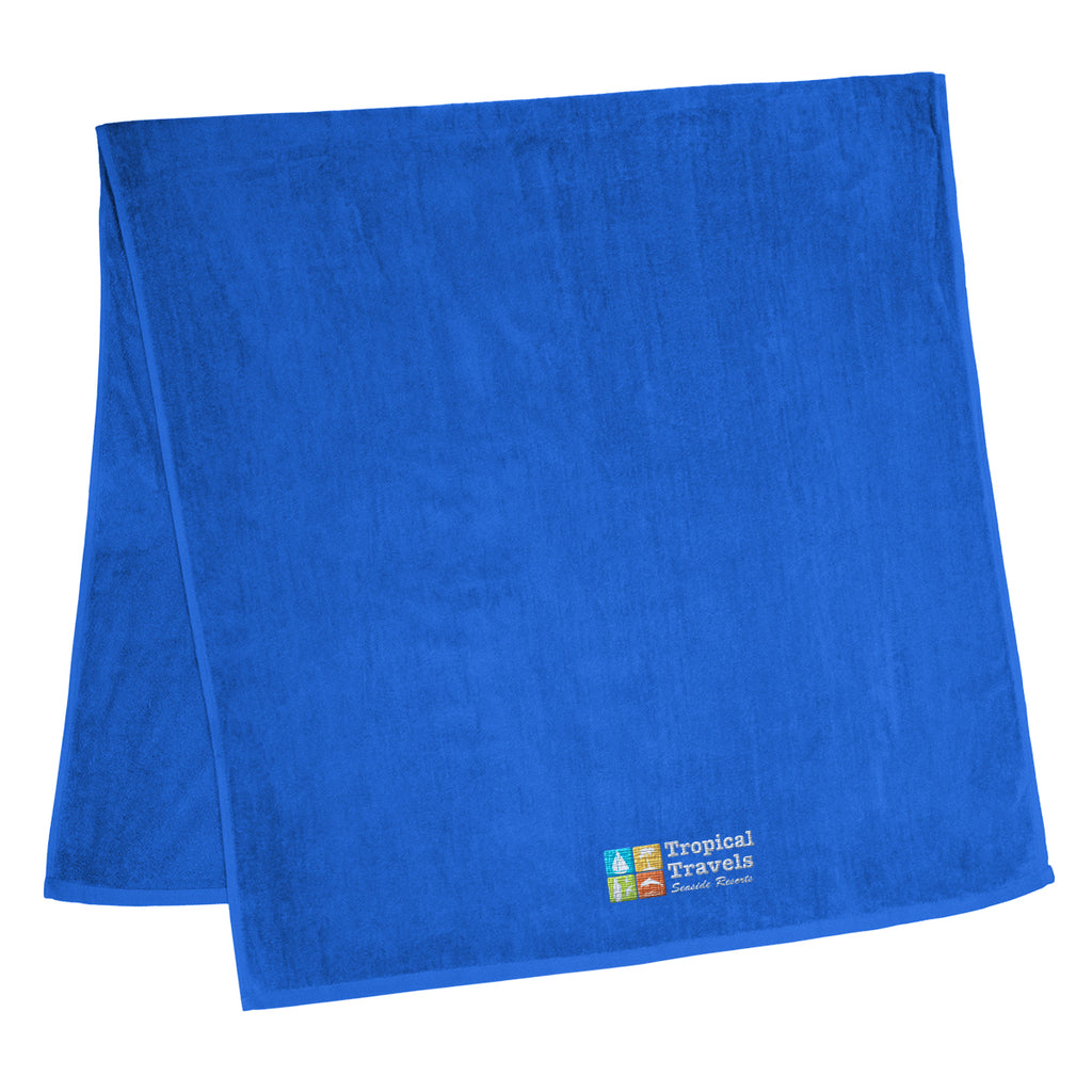 Baja Beach Towel in Heavyweight Cotton - Royal Blue - Embroidery