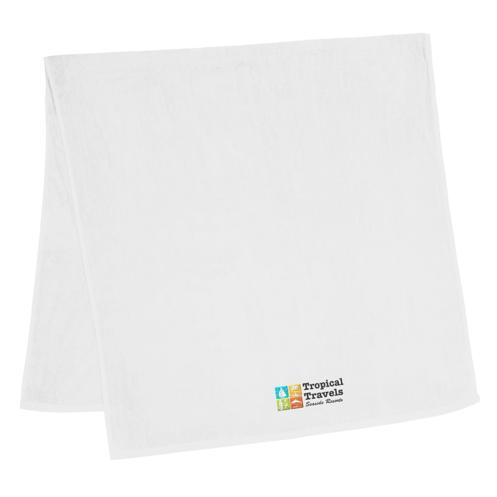 Baja Beach Towel in Heavyweight Cotton - White - Embroidery