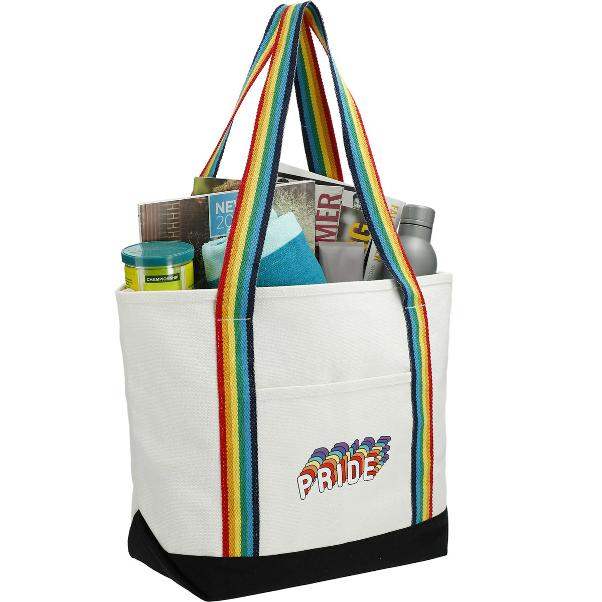 Baltic Heavyweight Canvas Tote, 18 oz Transfer - Rainbow - Right Angle