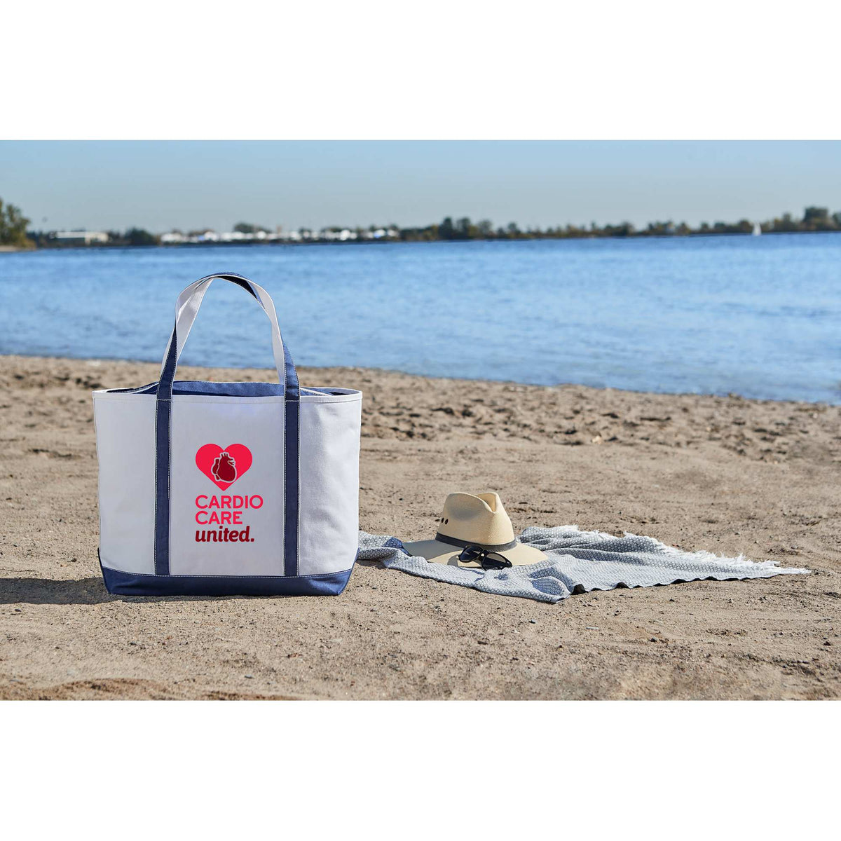 Baltic Tall Zippered Canvas Tote, 24 oz - Navy - Front