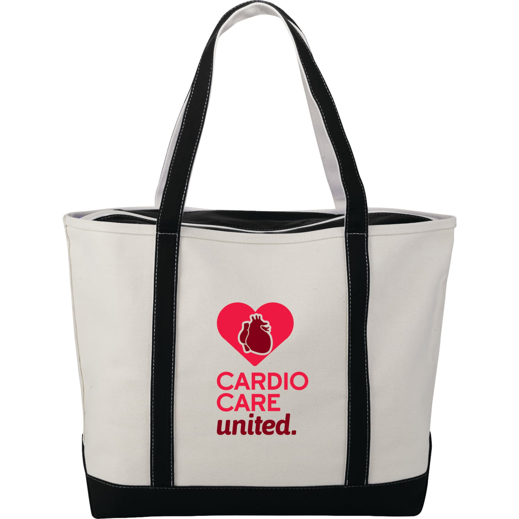 Baltic Tall Zippered Canvas Tote, 24 oz Transfer - Black - Front