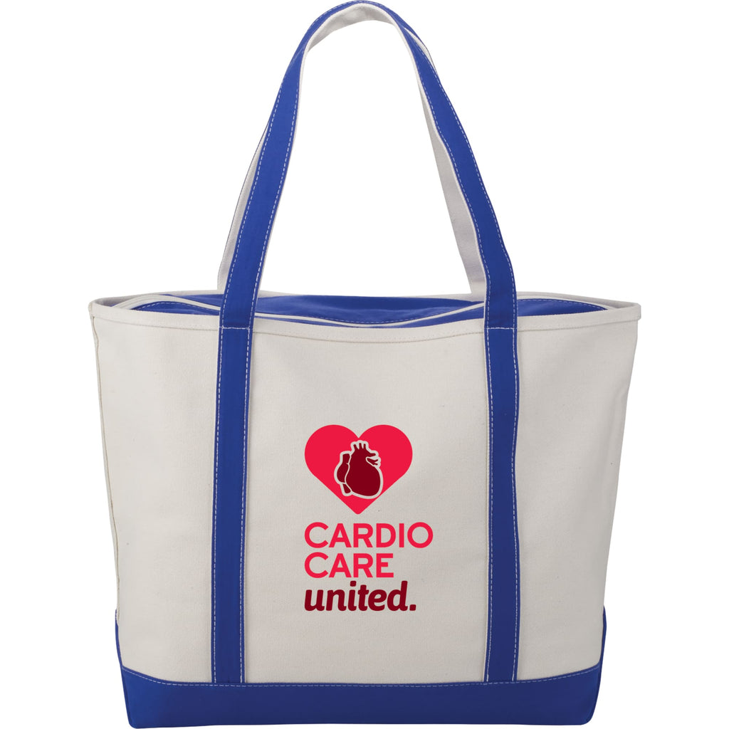 Baltic Tall Zippered Canvas Tote, 24 oz Transfer - Royal - Front