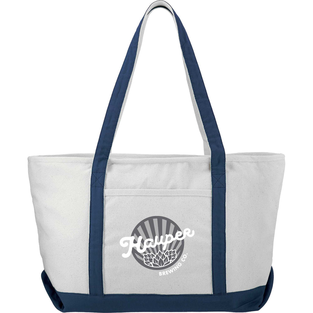 Baltic Zippered Canvas Tote, 18 oz Embroidery - Blue - Front