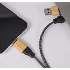 Bamboo 5-in-1 Laptop Charging Cable, 100W Laser Engraving - Natural - Detail 3