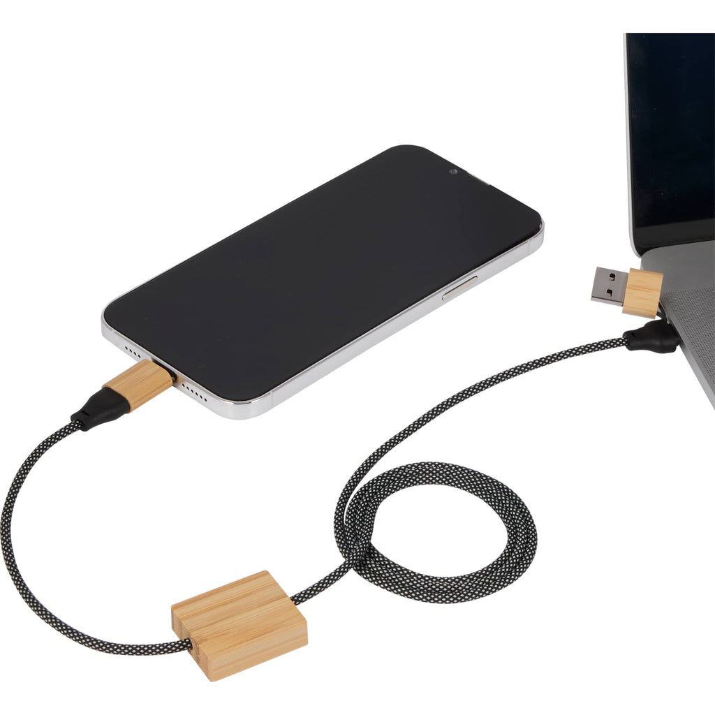 Bamboo 5-in-1 Laptop Charging Cable, 100W - Natural - Detail 4