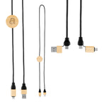 Bamboo and Recycled PET Fast Charging Cable, 60W - Laser Engraving