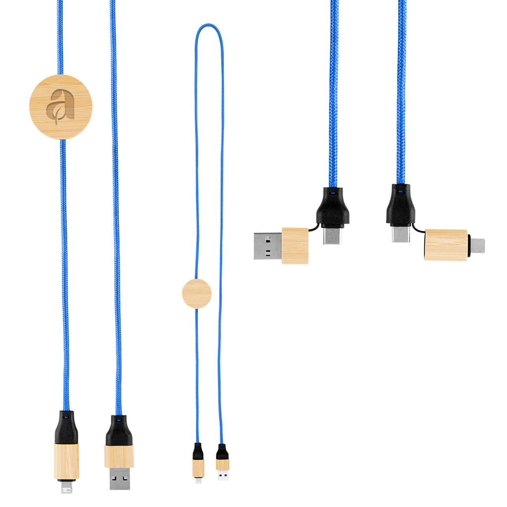 Bamboo and Recycled PET Fast Charging Cable, 60W - Laser Engraving