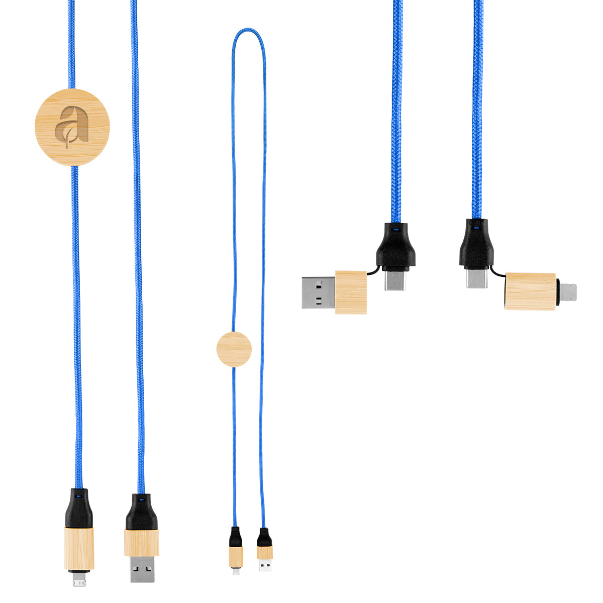 Bamboo and Recycled PET Fast Charging Cable, 60W - Laser Engraving