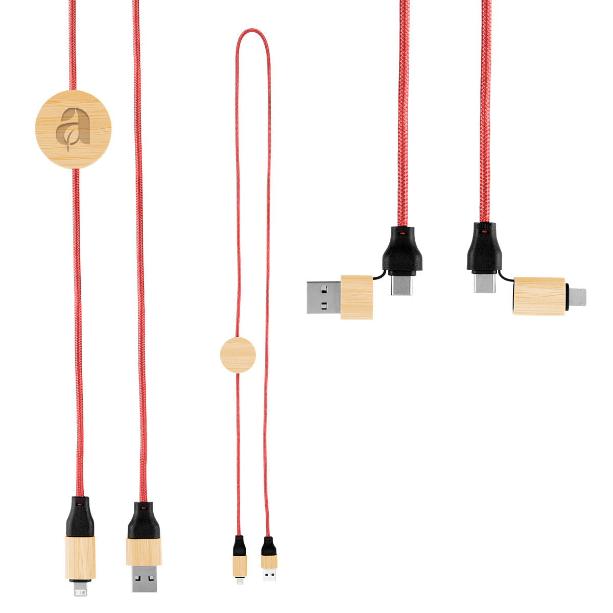 Bamboo and Recycled PET Fast Charging Cable, 60W - Laser Engraving