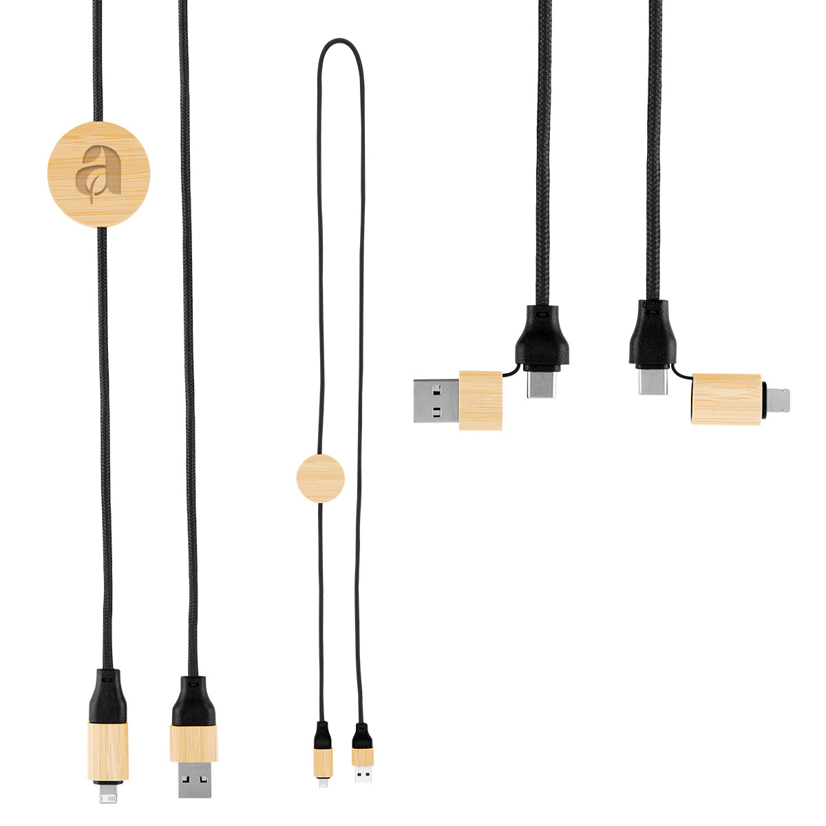 Bamboo and Recycled PET Fast Charging Cable, 60W - Laser Engraving