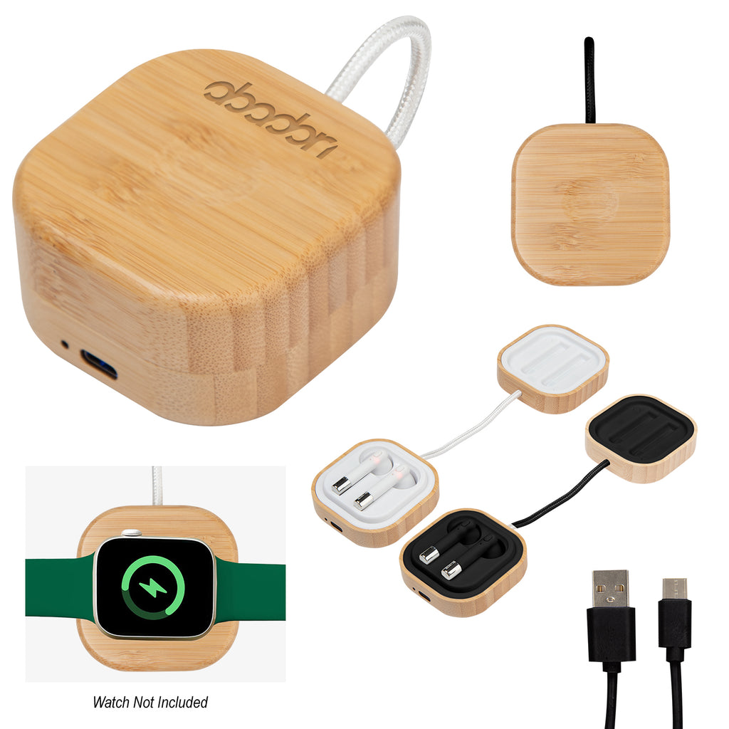 Bamboo Charger for Wireless Earbuds and Watches