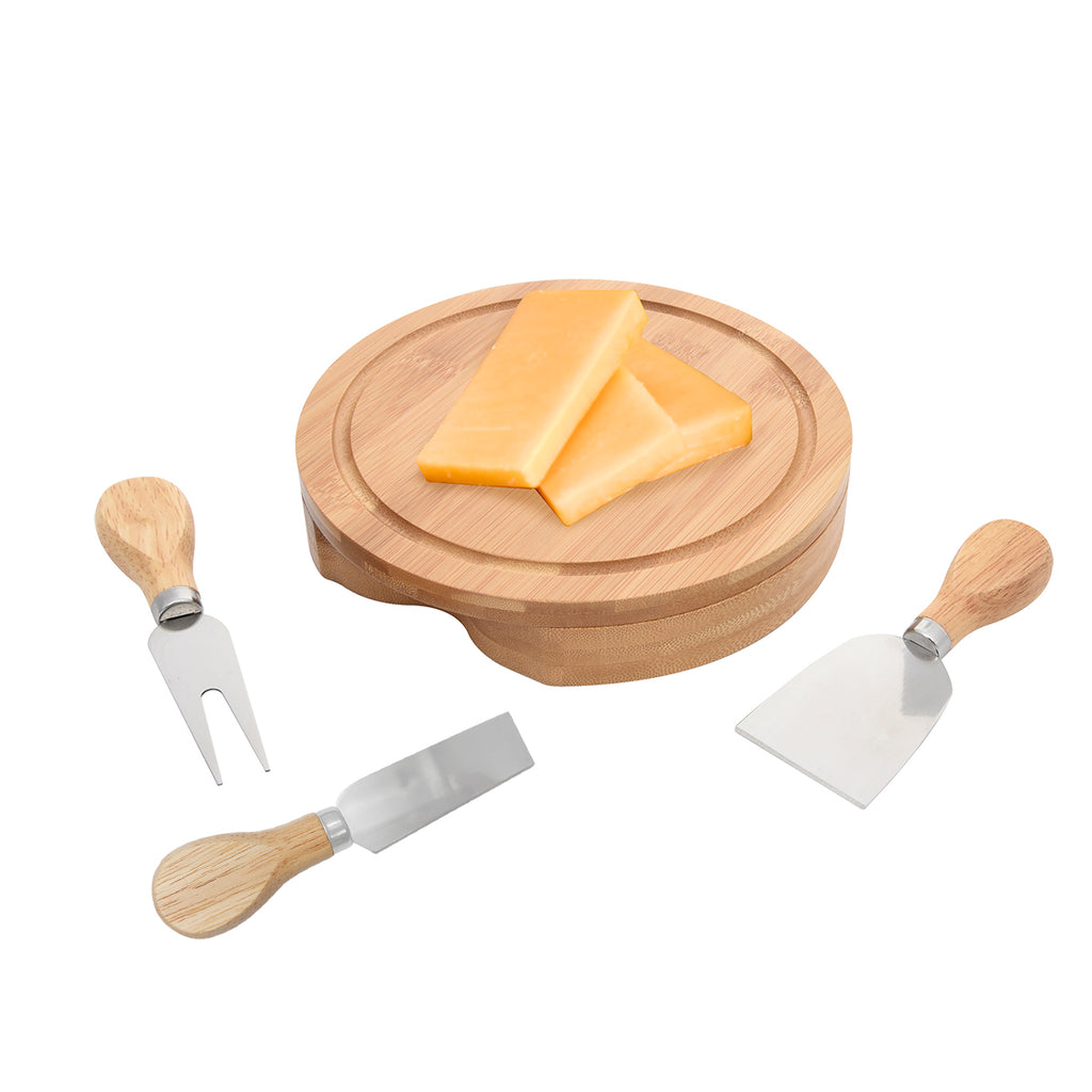 Bamboo Cheese Server Kit, Three Piece - Woodtone - Cheese