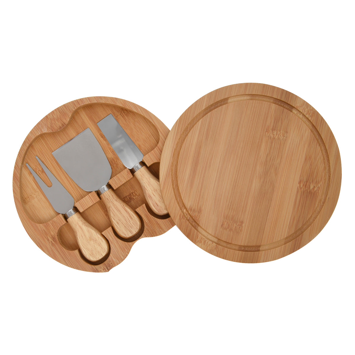 Bamboo Cheese Server Kit, Three Piece - Woodtone - Parts+Inside