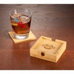Bamboo Coasters with Caddy, Set of 4 Laser Engraving - Natural - Photo 2