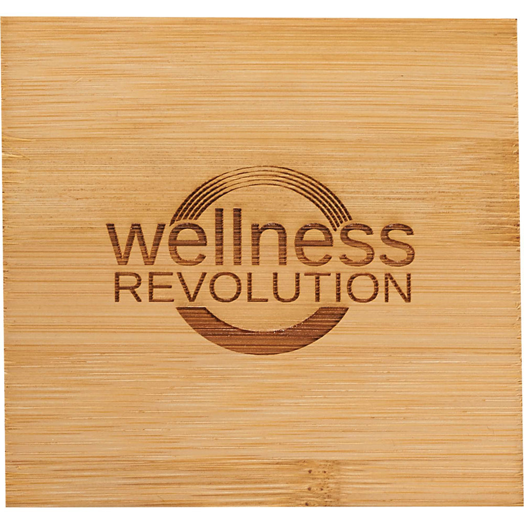 Bamboo Coasters with Caddy, Set of 4 Laser Engraving - Natural - Photo 3