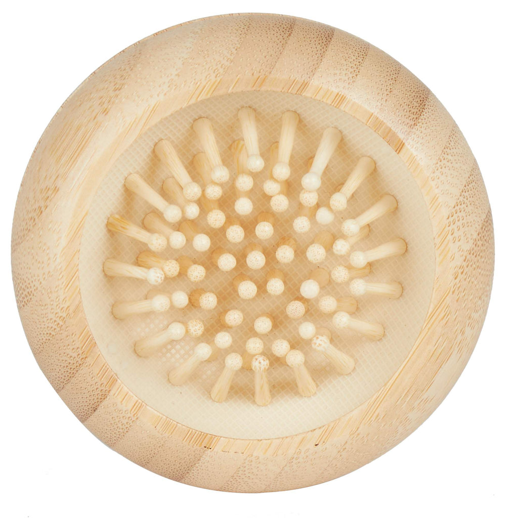 Bamboo Compact Mirror with Pop-Out Hairbrush Full Color - Natural - Back