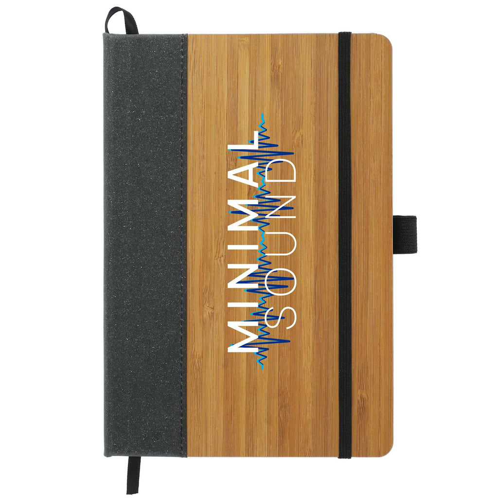 Bamboo Cover Journal with Recycled Leather Accent, 5.5 x 8.5 Inches - Natural - Front