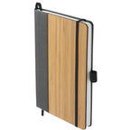 Bamboo Cover Journal with Recycled Leather Accent, 5.5 x 8.5 Inches - Natural - Left Angle 2