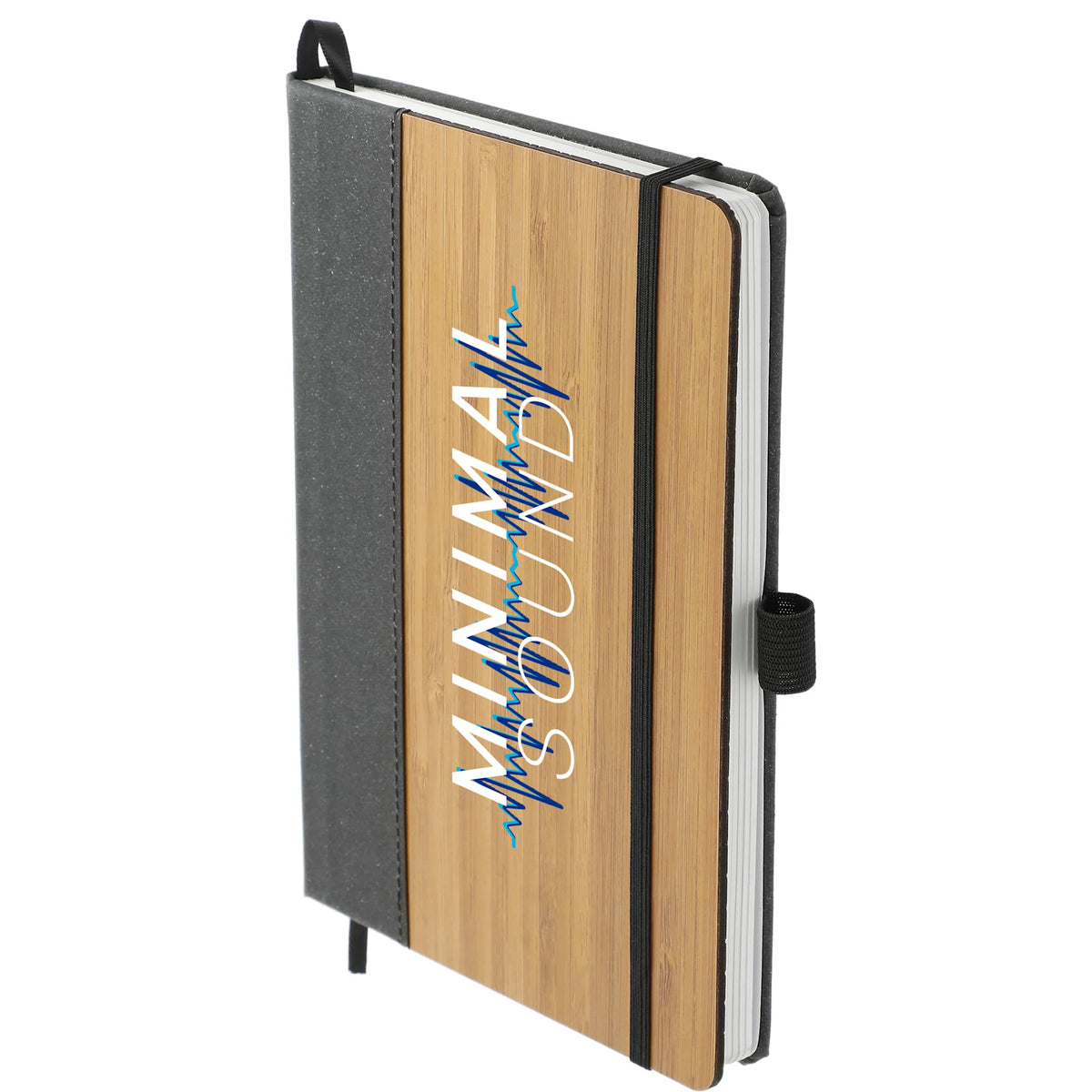 Bamboo Cover Journal with Recycled Leather Accent, 5.5 x 8.5 Inches - Natural - Left Angle