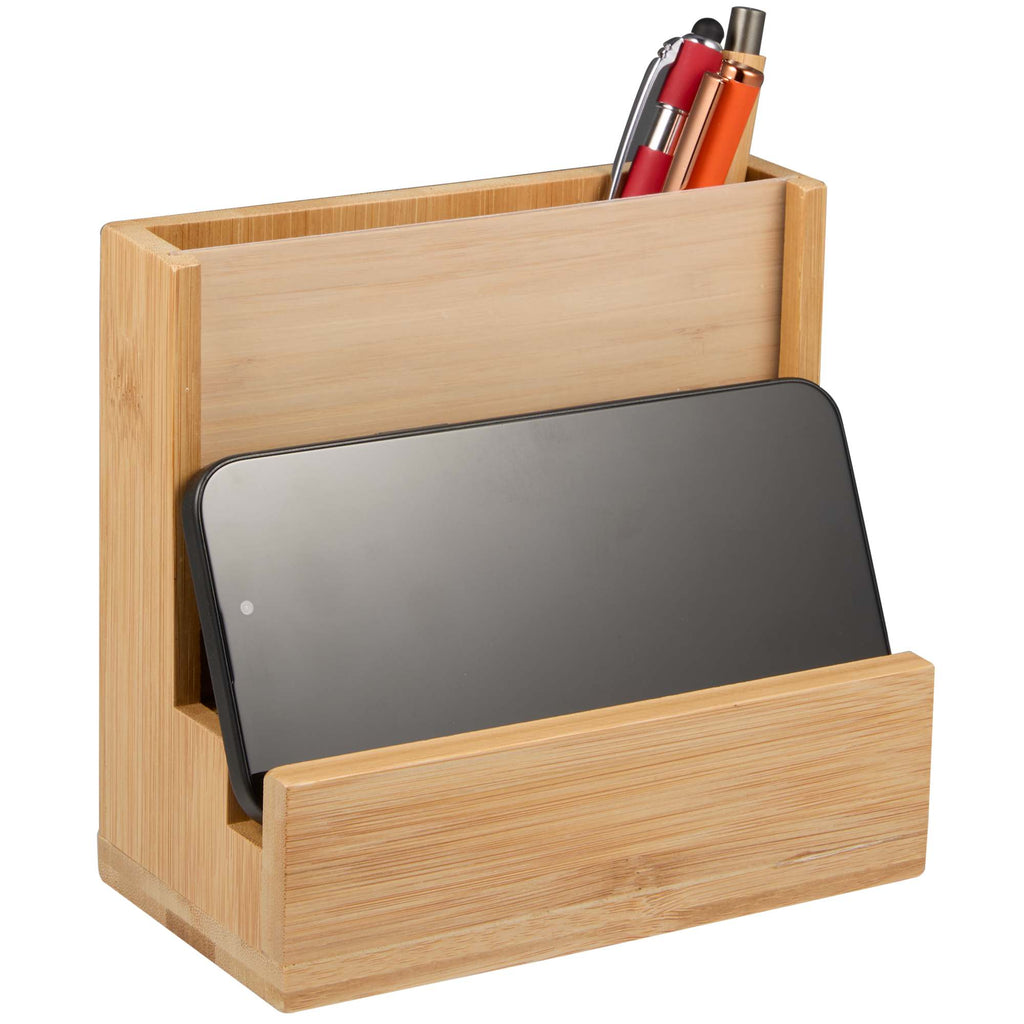 Bamboo Desk Organizer with Photo Frame - Natural - Right Angle 3