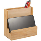 Bamboo Desk Organizer with Photo Frame - Natural - Right Angle 3