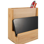 Bamboo Desk Organizer with Photo Frame - Natural - Right Angle Detail 2