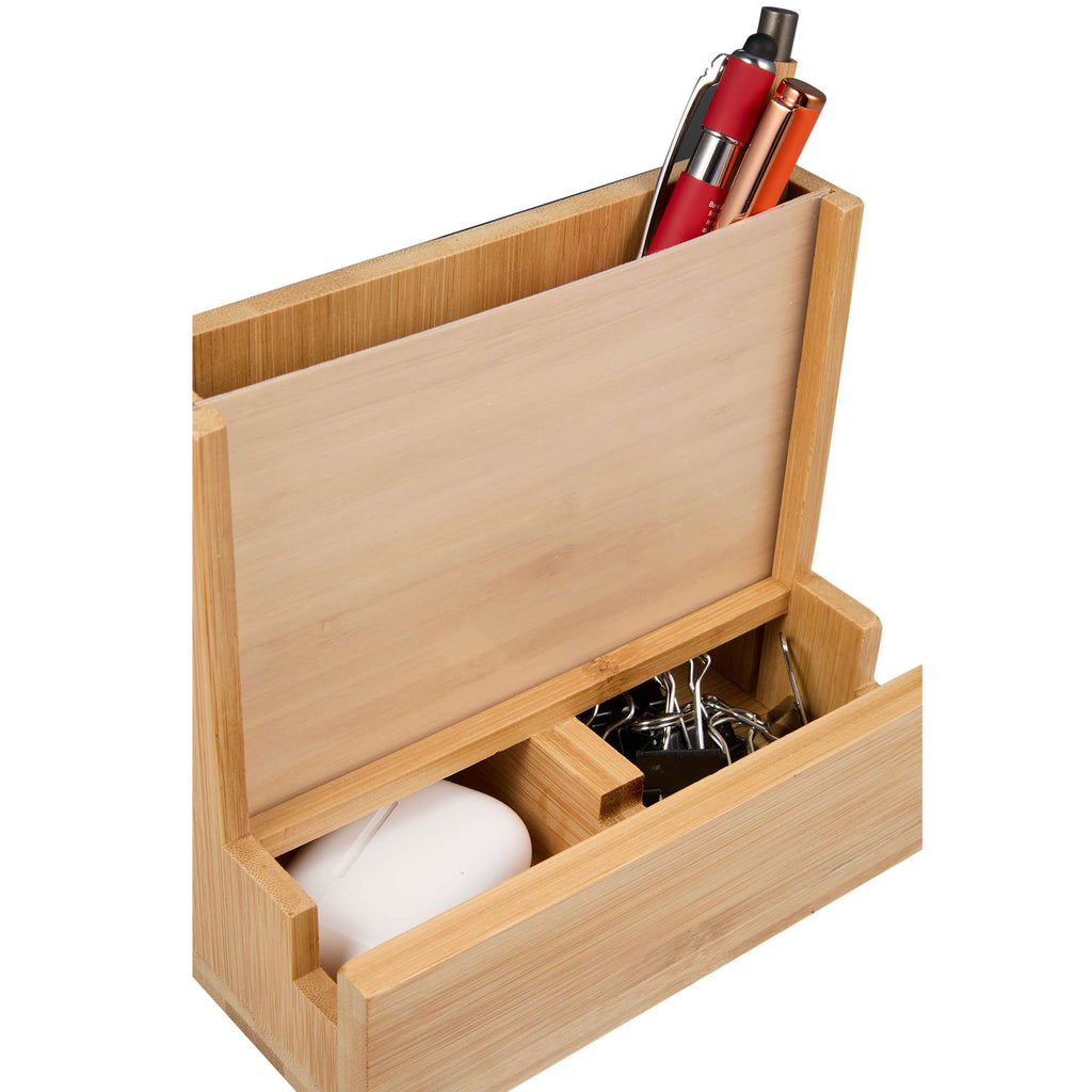 Bamboo Desk Organizer with Photo Frame - Natural - Right Angle Detail