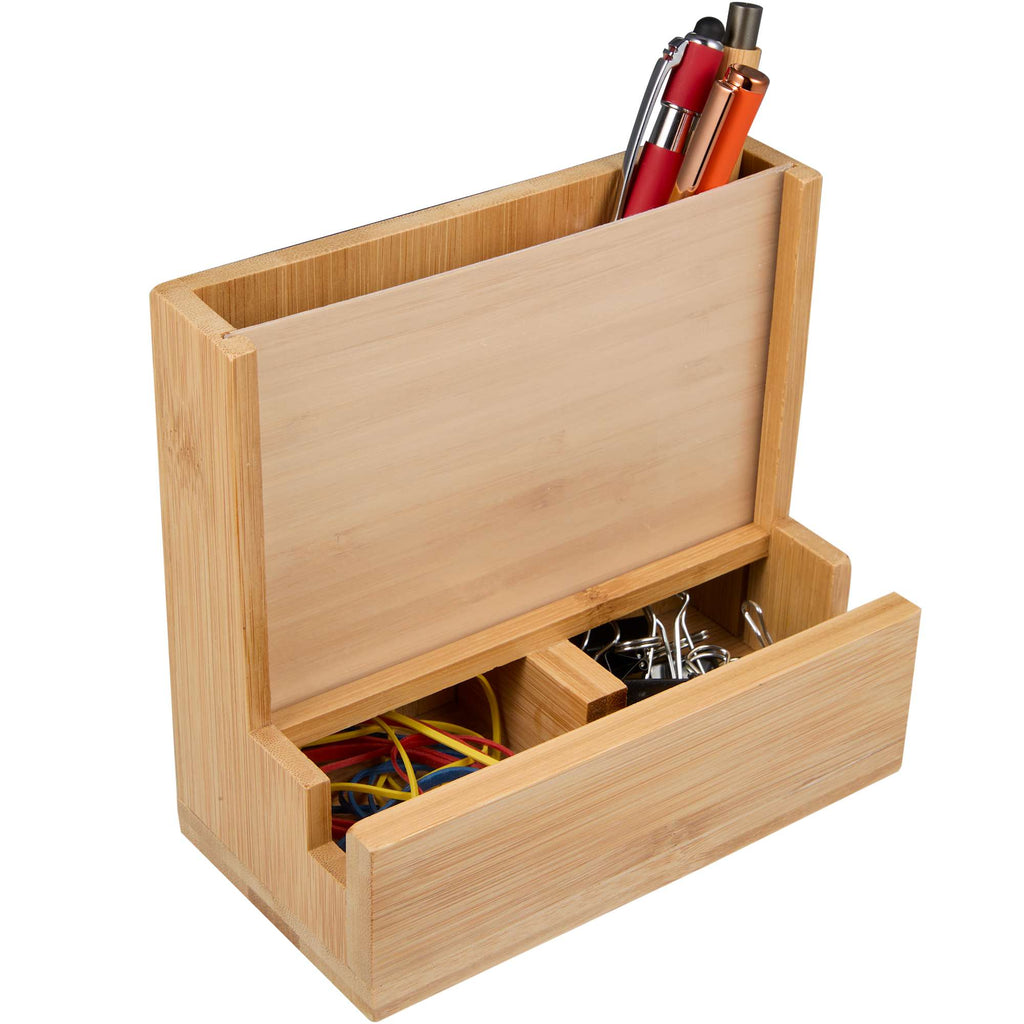 Bamboo Desk Organizer with Photo Frame - Natural - Right Angle