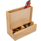 Bamboo Desk Organizer with Photo Frame - Natural - Right Angle