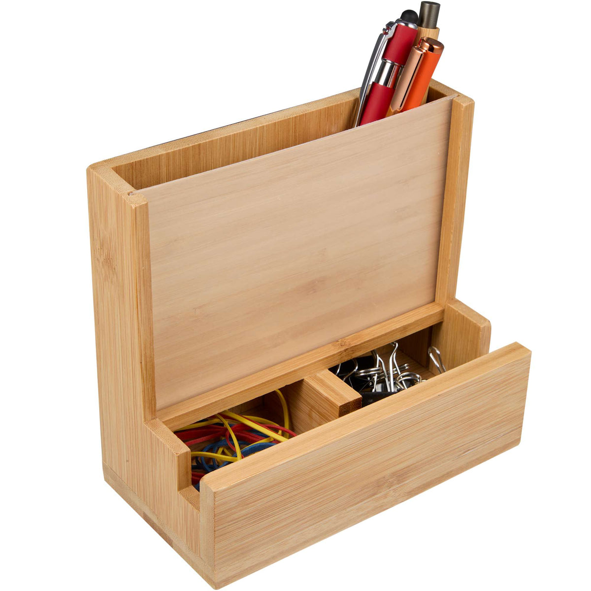 Bamboo Desk Organizer with Photo Frame - Natural - Right Angle