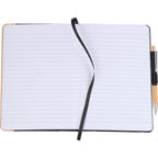 Bamboo Fiber Journal with Bamboo Detail, 5.5 x 8.5 Inches - Black - Open