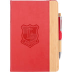 Bamboo Fiber Journal with Bamboo Detail, 5.5 x 8.5 Inches Debossing - Red - Front