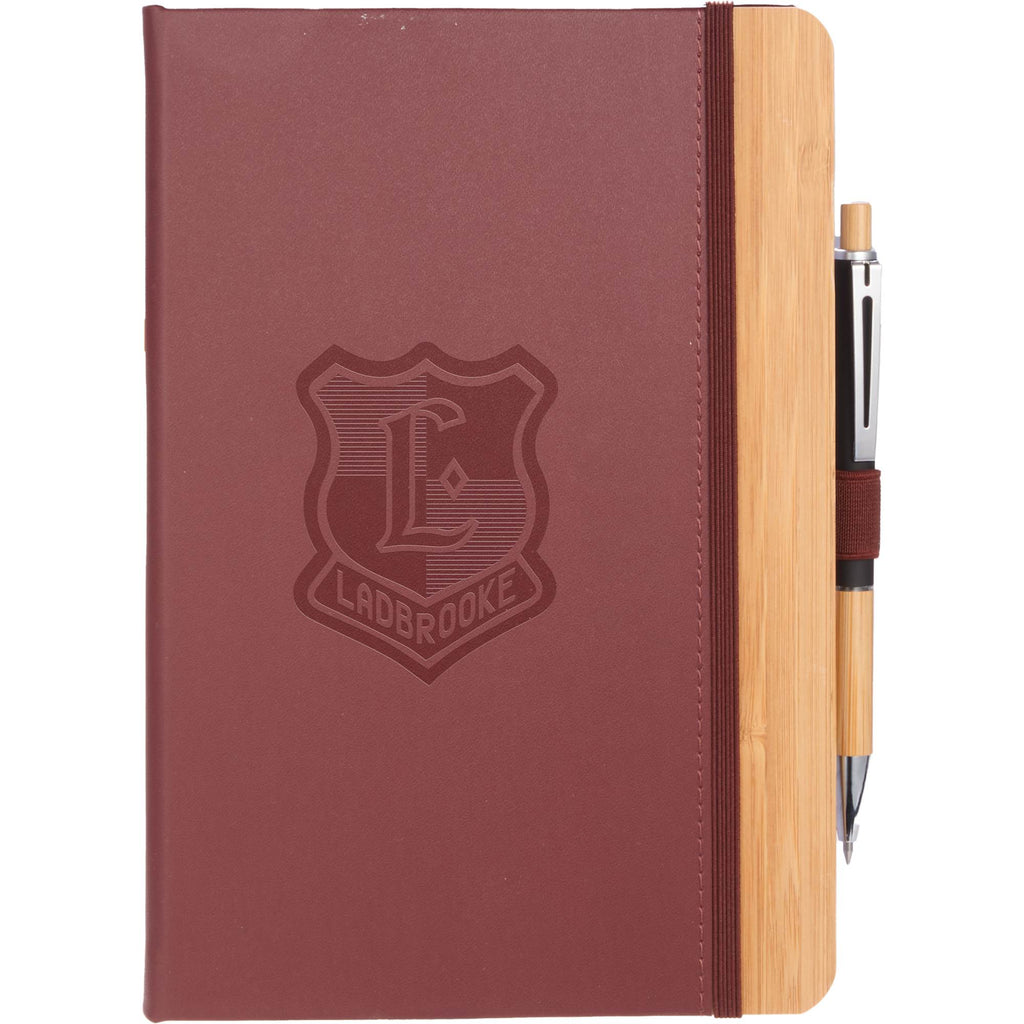 Bamboo Fiber Journal with Bamboo Detail, 5.5 x 8.5 Inches Debossing - Terra Cotta - Front
