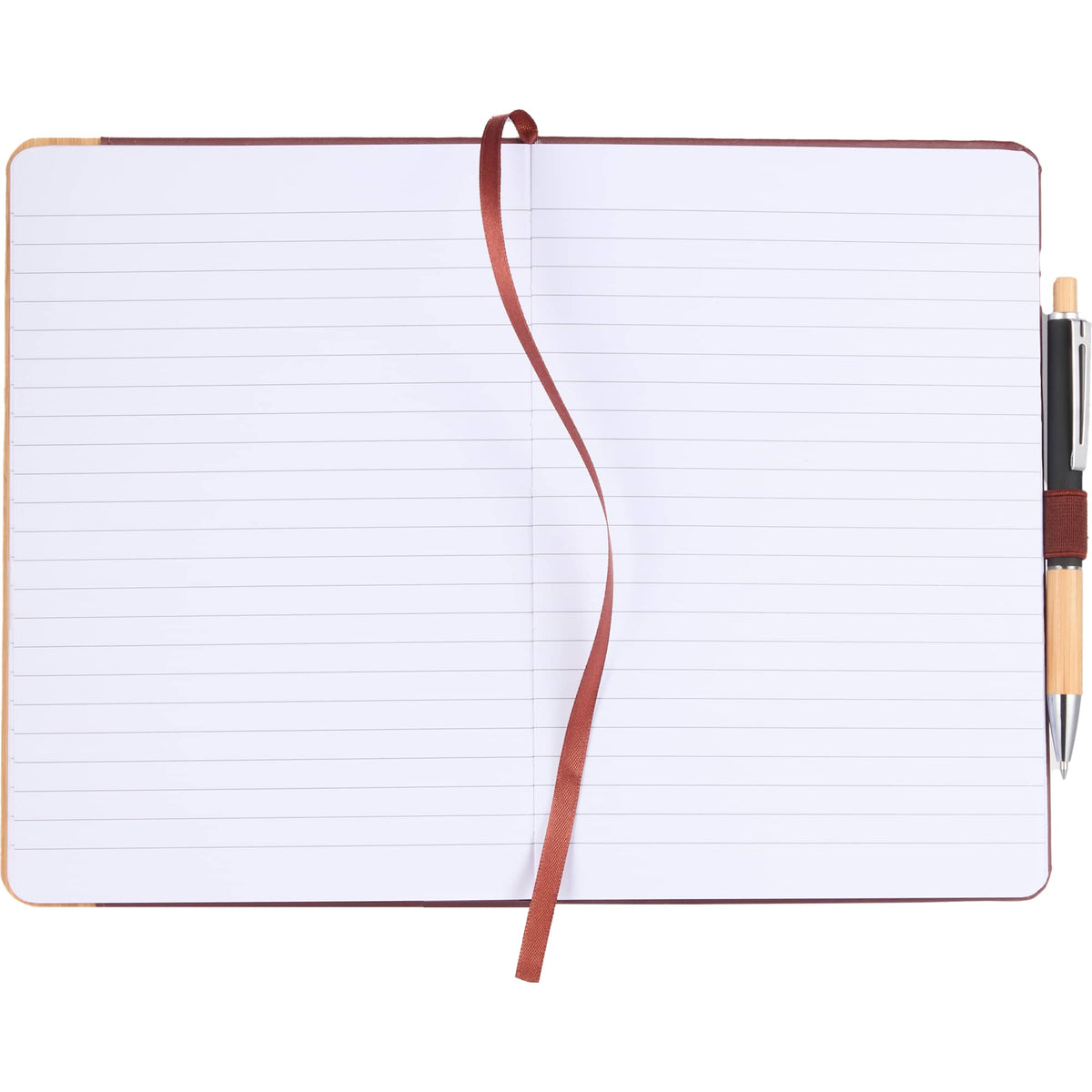 Bamboo Fiber Journal with Bamboo Detail, 5.5 x 8.5 Inches Debossing - Terra Cotta - Open