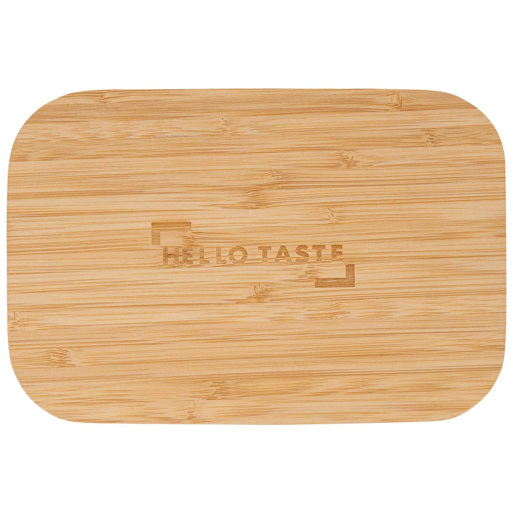 Bamboo Fiber Lunch Box with Built-In Cutting Board Laser Engraving - Beige - Front 2