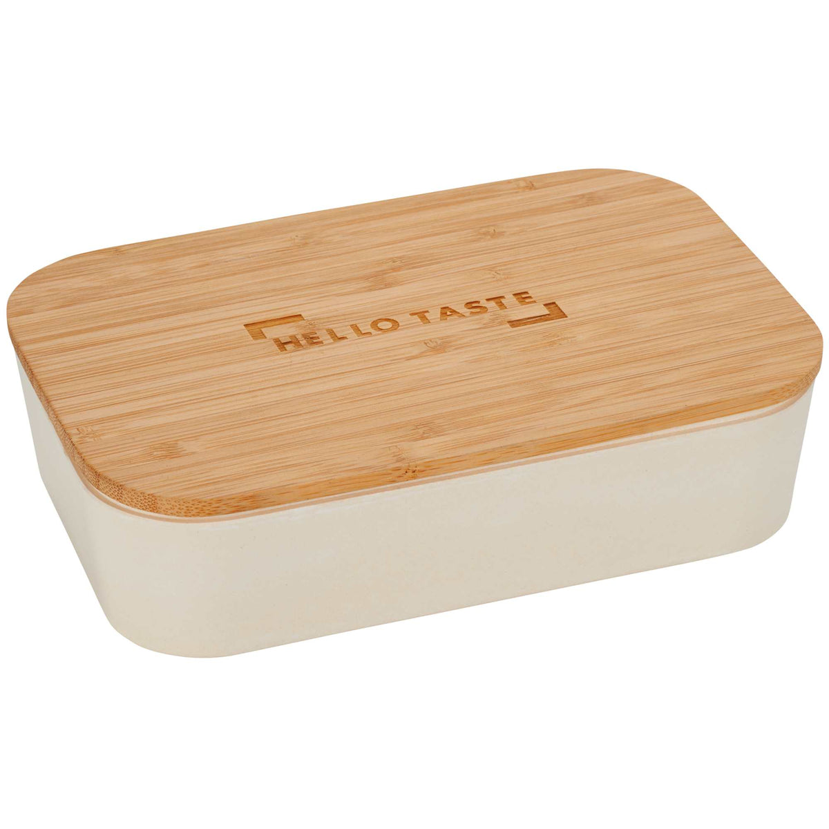 Bamboo Fiber Lunch Box with Built-In Cutting Board Laser Engraving - Beige - Front 3