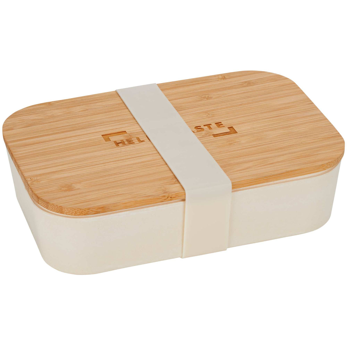 Bamboo Fiber Lunch Box with Built-In Cutting Board Laser Engraving - Beige - Front