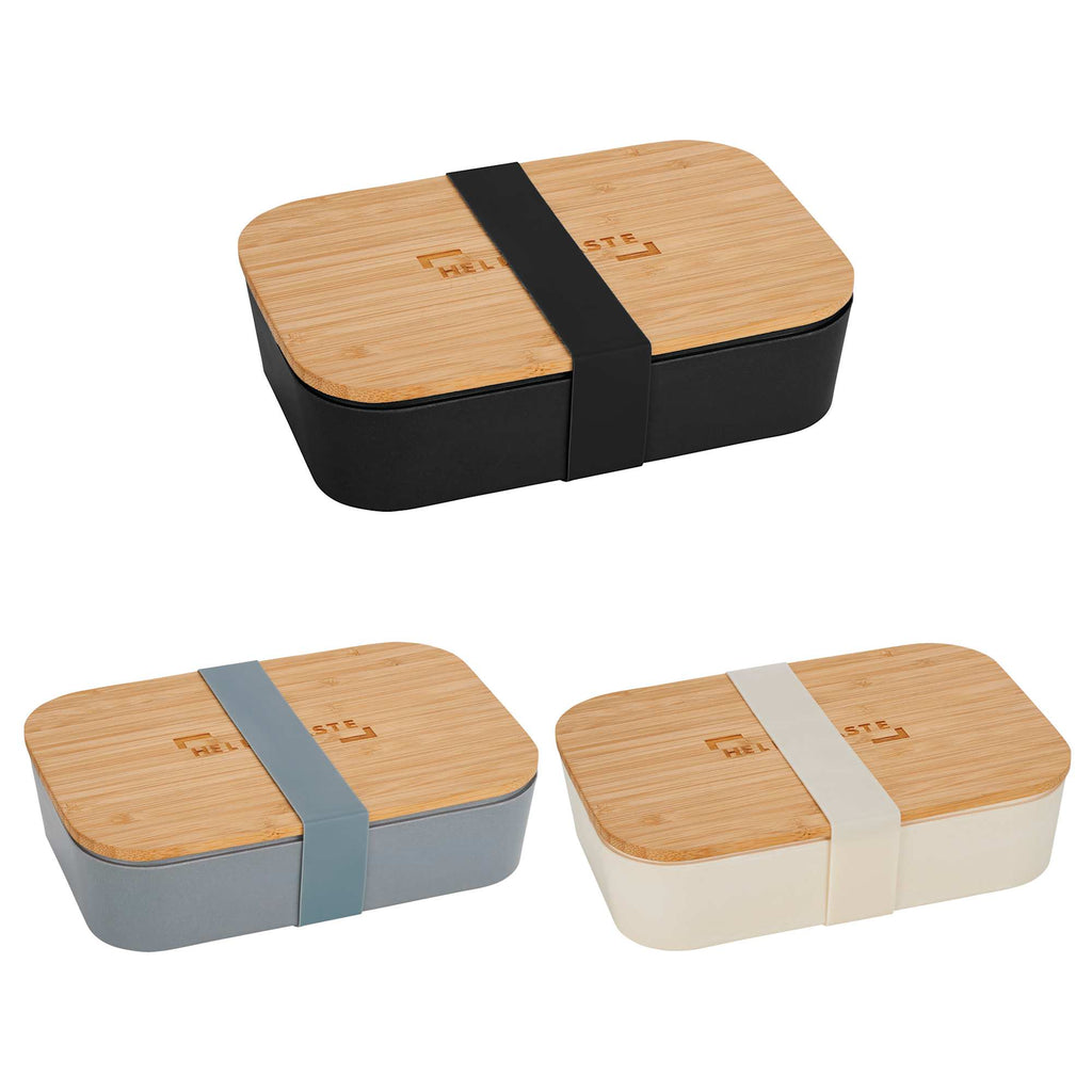 Bamboo Fiber Lunch Box with Built-In Cutting Board Laser Engraving - Black - Photo 2