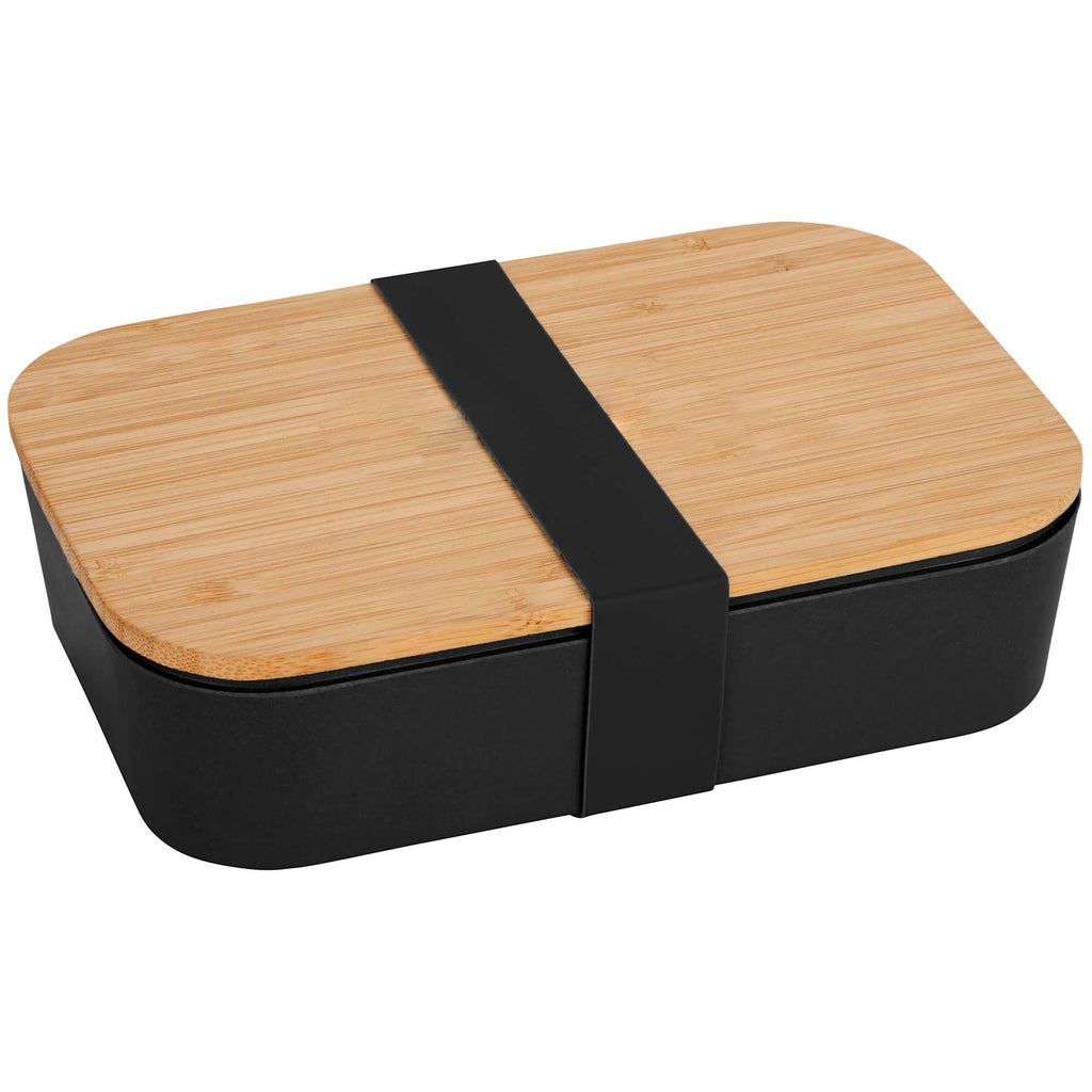 Bamboo Fiber Lunch Box with Built-In Cutting Board Laser Engraving - Black - Photo 3