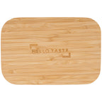Bamboo Fiber Lunch Box with Built-In Cutting Board Laser Engraving - Gray - Front 2