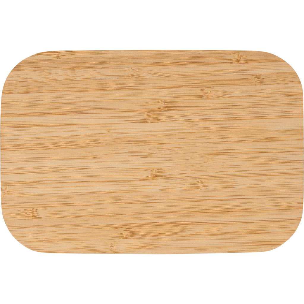 Bamboo Fiber Lunch Box with Built-In Cutting Board Laser Engraving - Gray - Lunchbox Front Lid