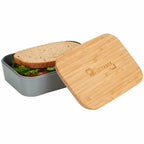 Bamboo Fiber Lunch Box with Built-In Cutting Board Laser Engraving - Gray - Photo 2