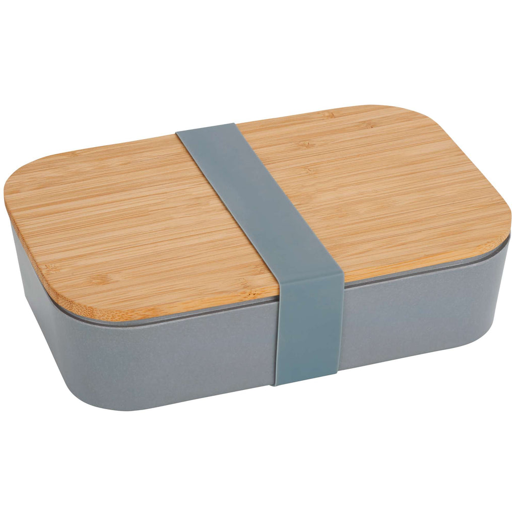 Bamboo Fiber Lunch Box with Built-In Cutting Board Laser Engraving - Gray - Photo 3