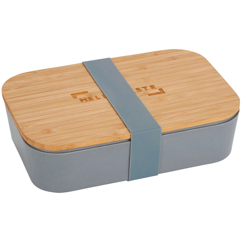 Bamboo Fiber Lunch Box with Built-In Cutting Board Laser Engraving - Gray - Photo